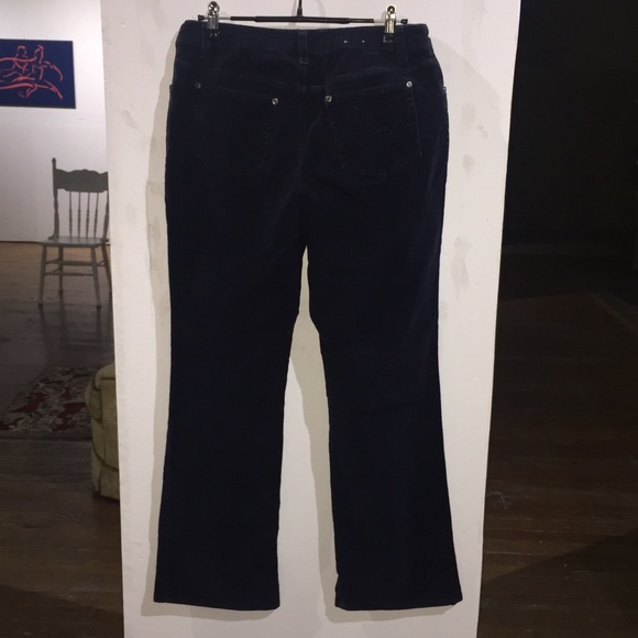 St Johns bay dark navy corduroy flare leg pants - Picture 3 of 5